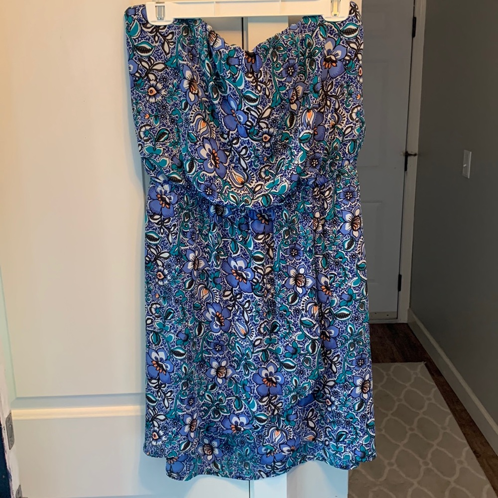 Express strapless asymmetrical dress